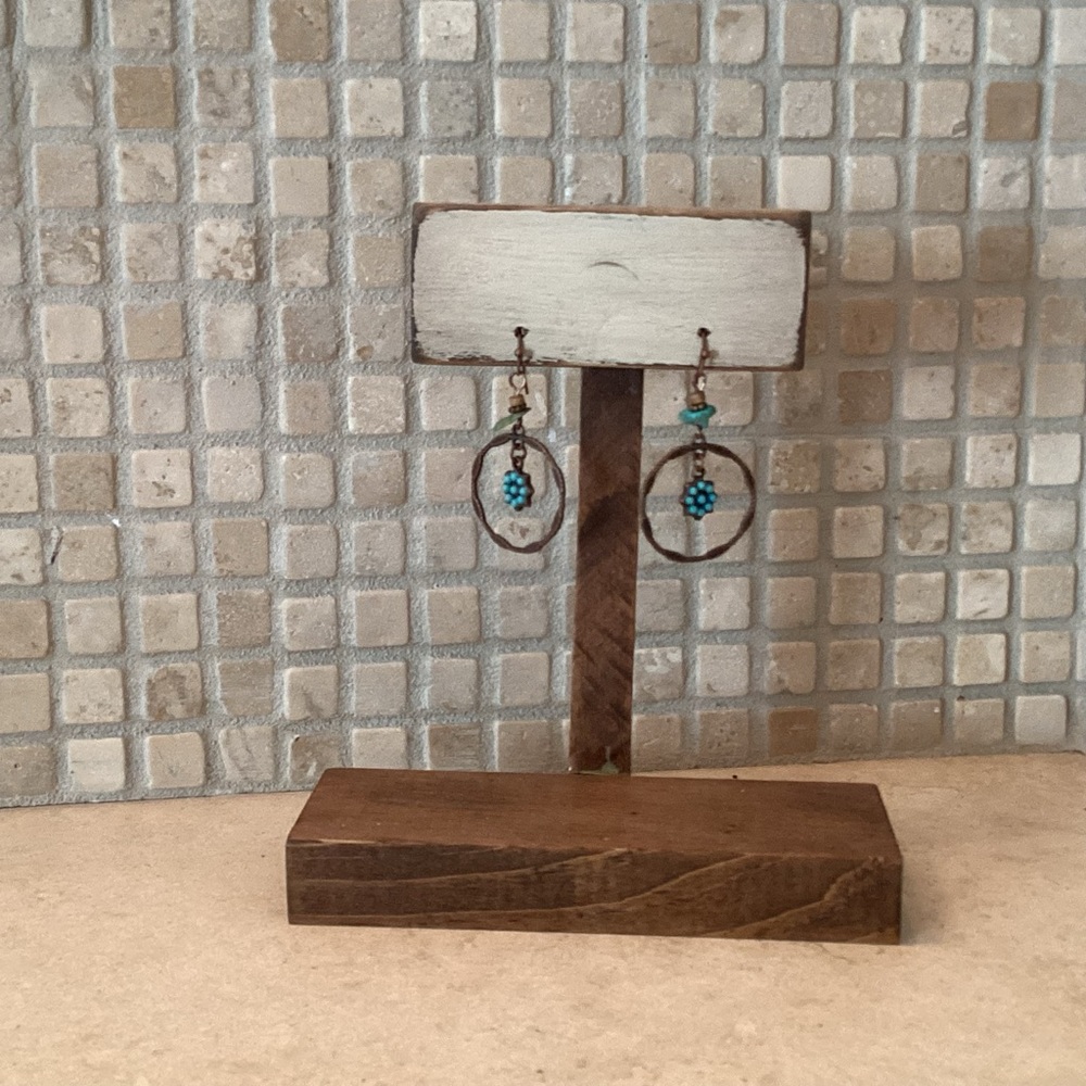 3 for $25 NEW COPPER & TURQUOISE FLOWER BOHO EARRINGS 💜NWOT💜 - Picture 4 of 4